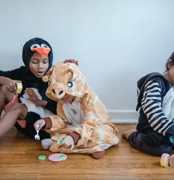 Young kids wearing animal costumes