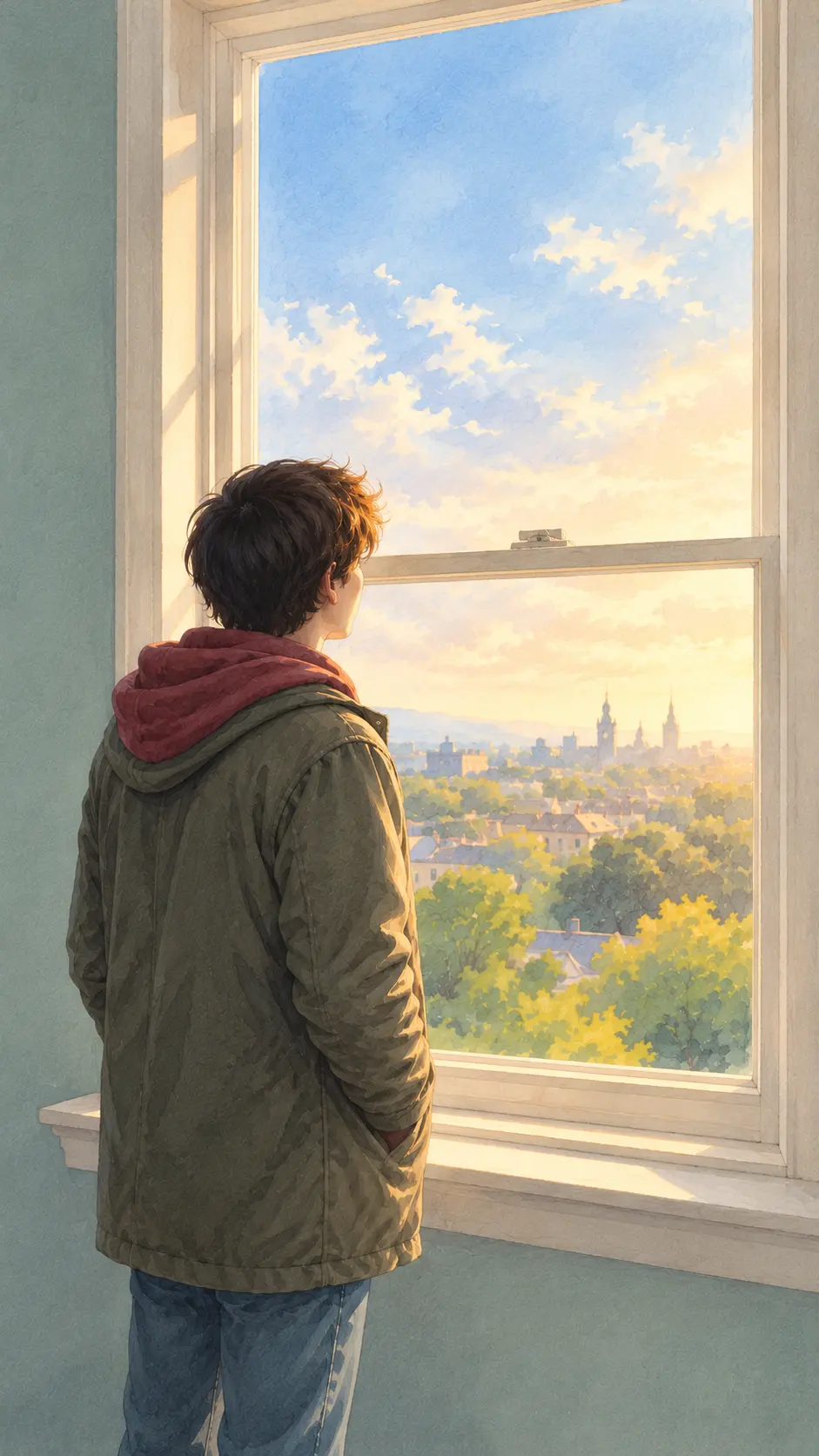 Contemplative Gaze Over The Sunlit City